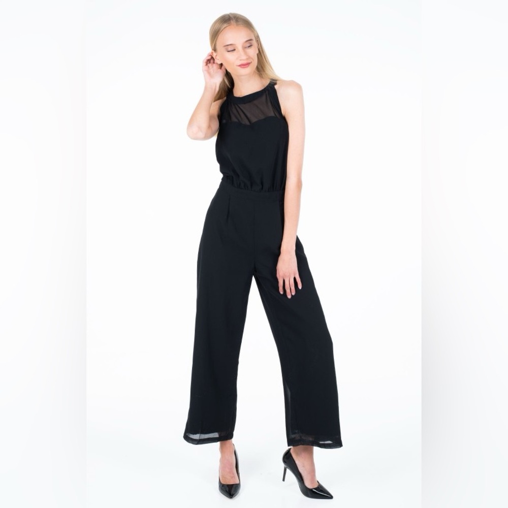 Molly Bracken NWT Halter Lace Back Black Jumpsuit